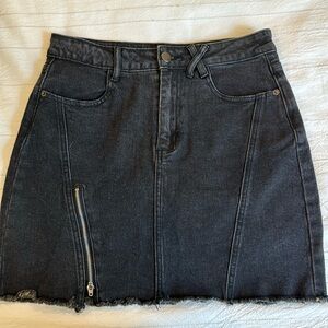 Black denim skirt